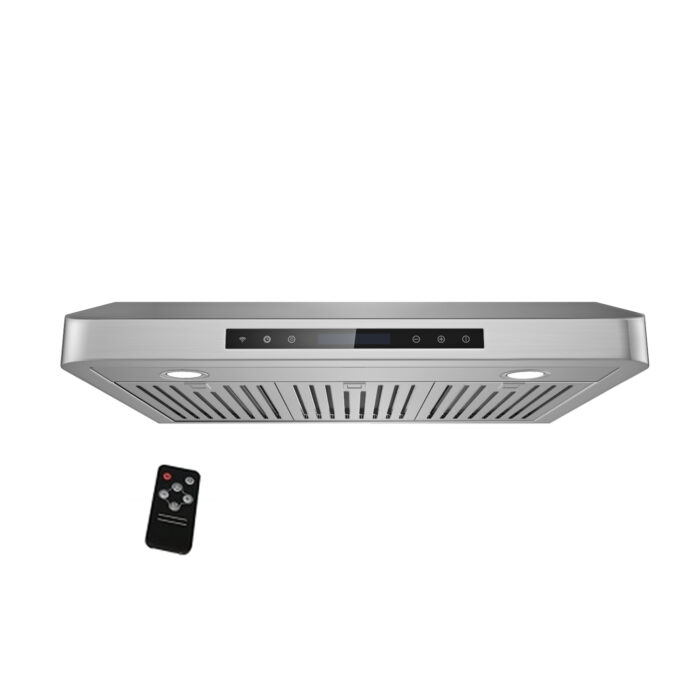Awoco RH-C06-A30 Classic 6” High 1mm Thick Stainless Steel Under Cabinet 4 Speeds 900 CFM Range Hood with 2 LED Lights (30"W All-In-One)