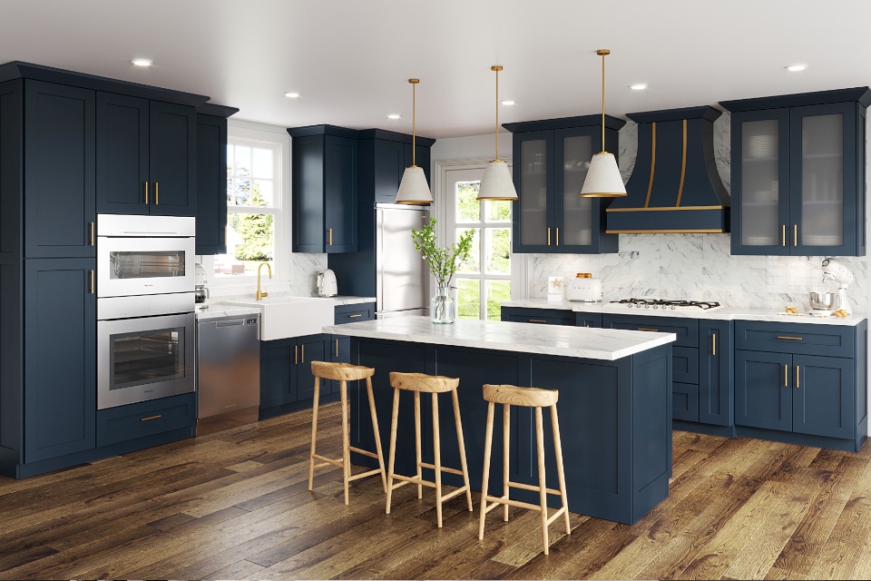 Aria Blue Shaker Kitchen and Bath Cabinet